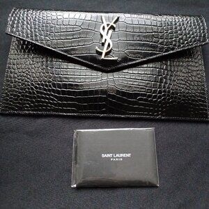 YSL crocodile embossed clutch